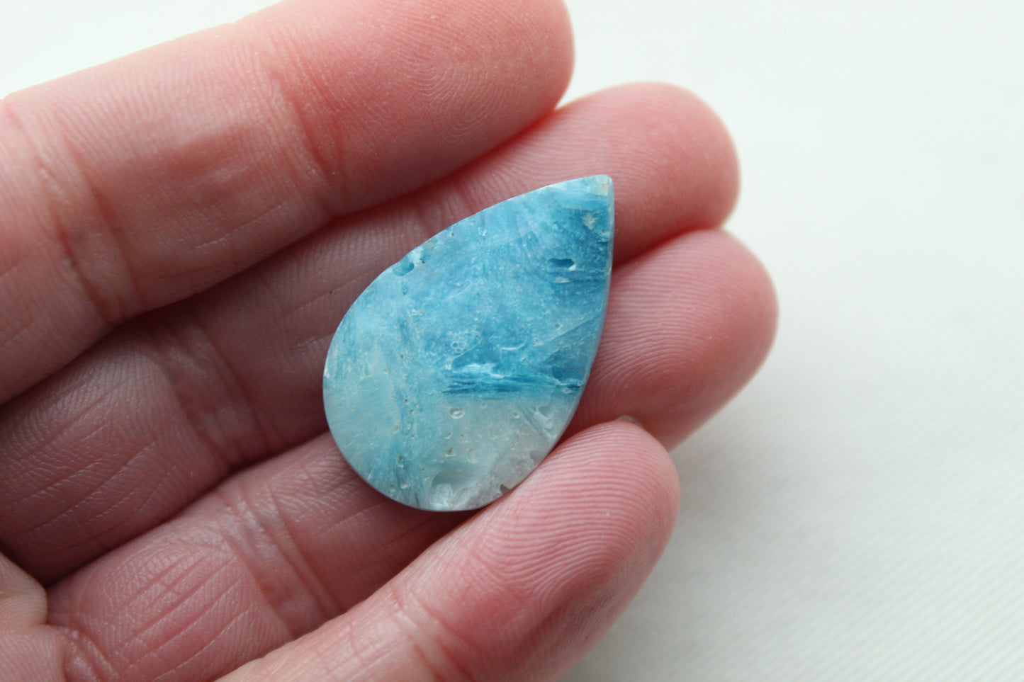 One Blue Ice Agate freeform Cabochon Gemstone