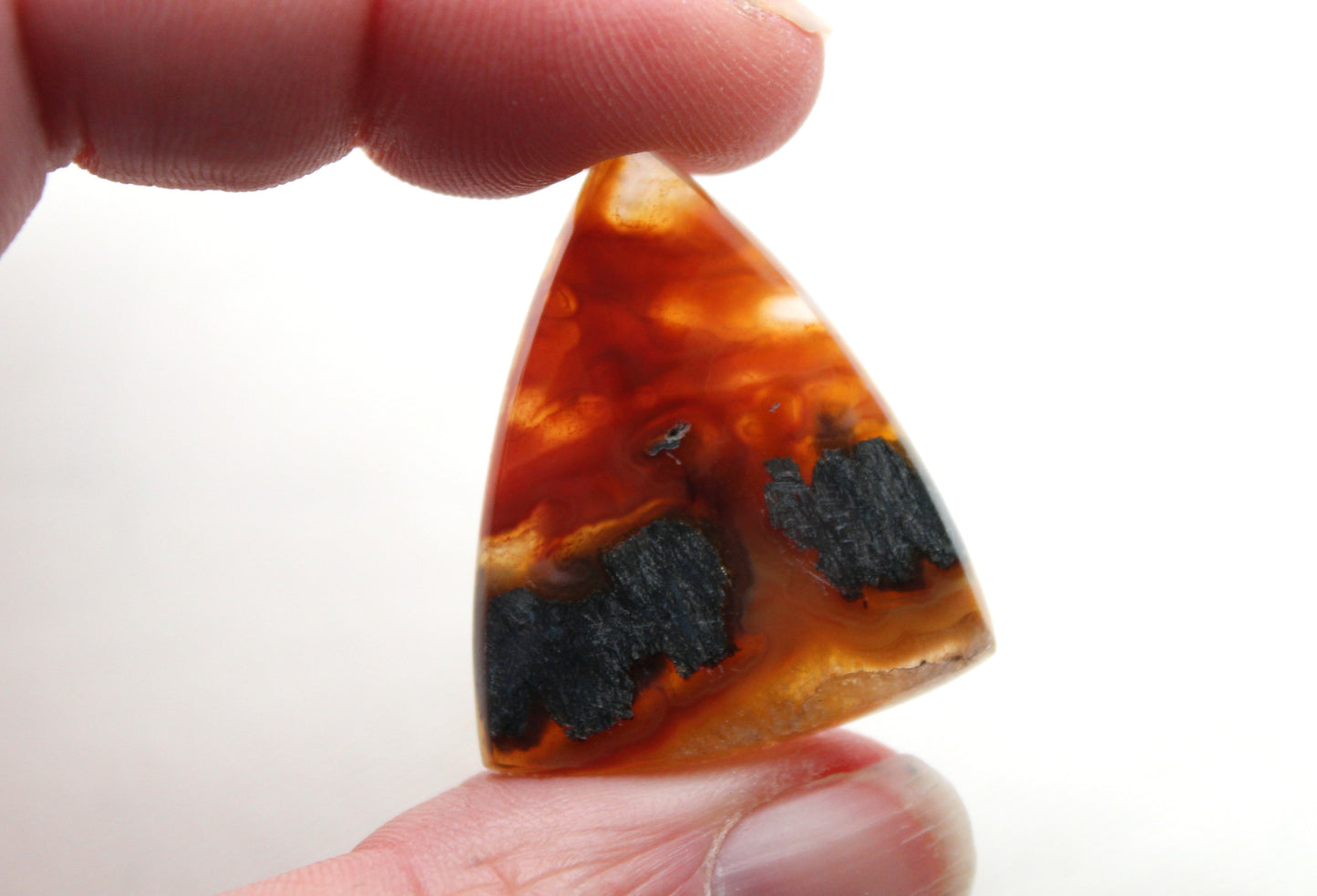 Marcasite in Agate Cabochon Gemstone orange