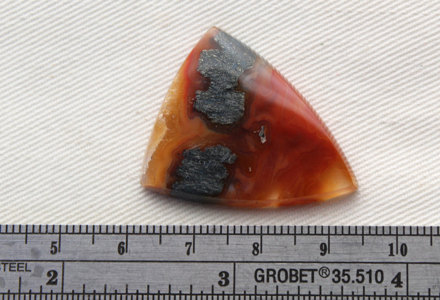 Marcasite in Agate Cabochon Gemstone orange