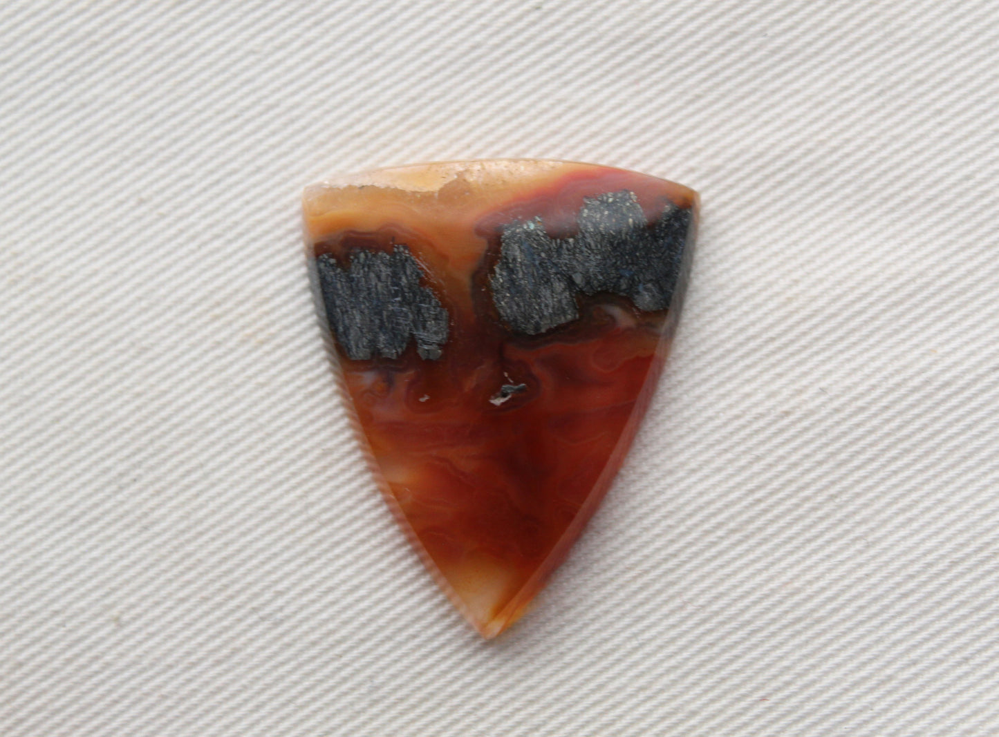 Marcasite in Agate Cabochon Gemstone orange