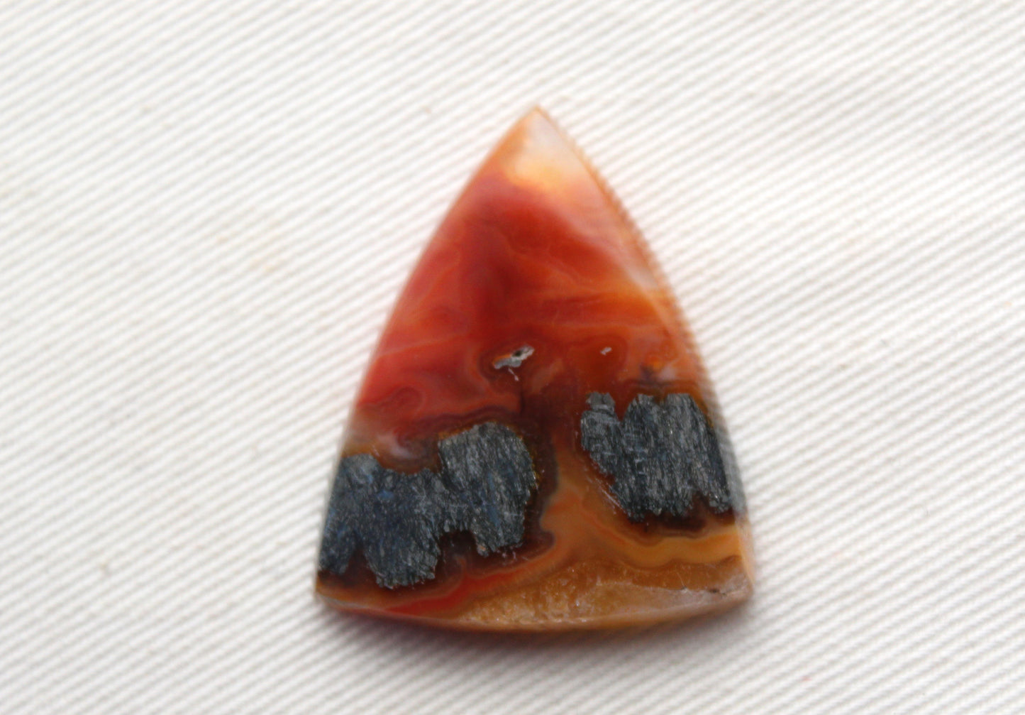 Marcasite in Agate Cabochon Gemstone orange