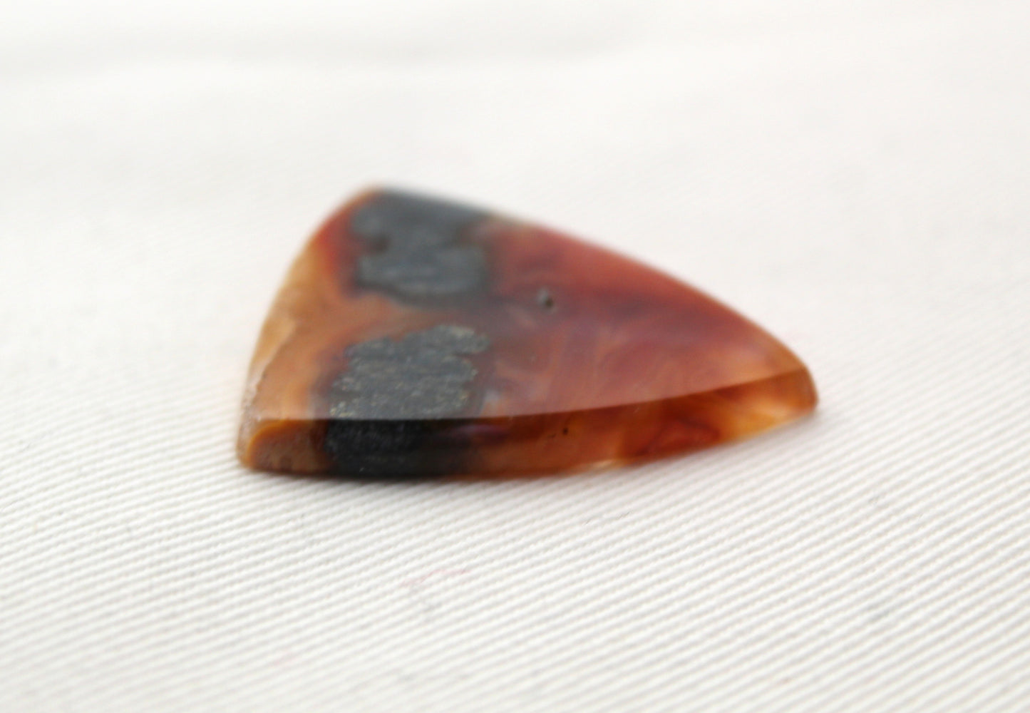 Marcasite in Agate Cabochon Gemstone orange