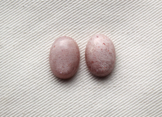 Pair of pink Moonstone cabochons 10X14 MM Gemstones Oval