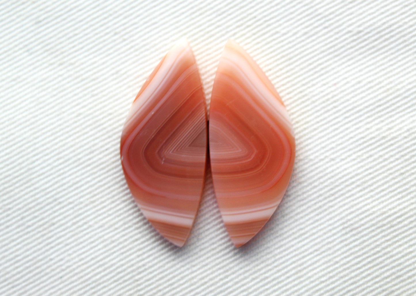 Banded Agates Cabochons Pair peach color