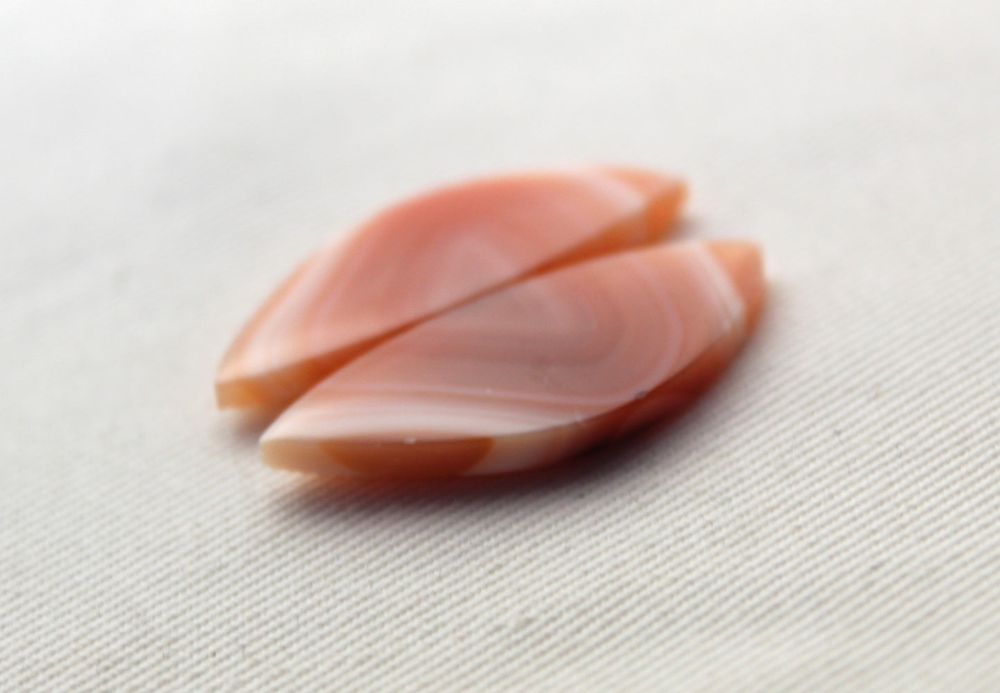 Banded Agates Cabochons Pair peach color