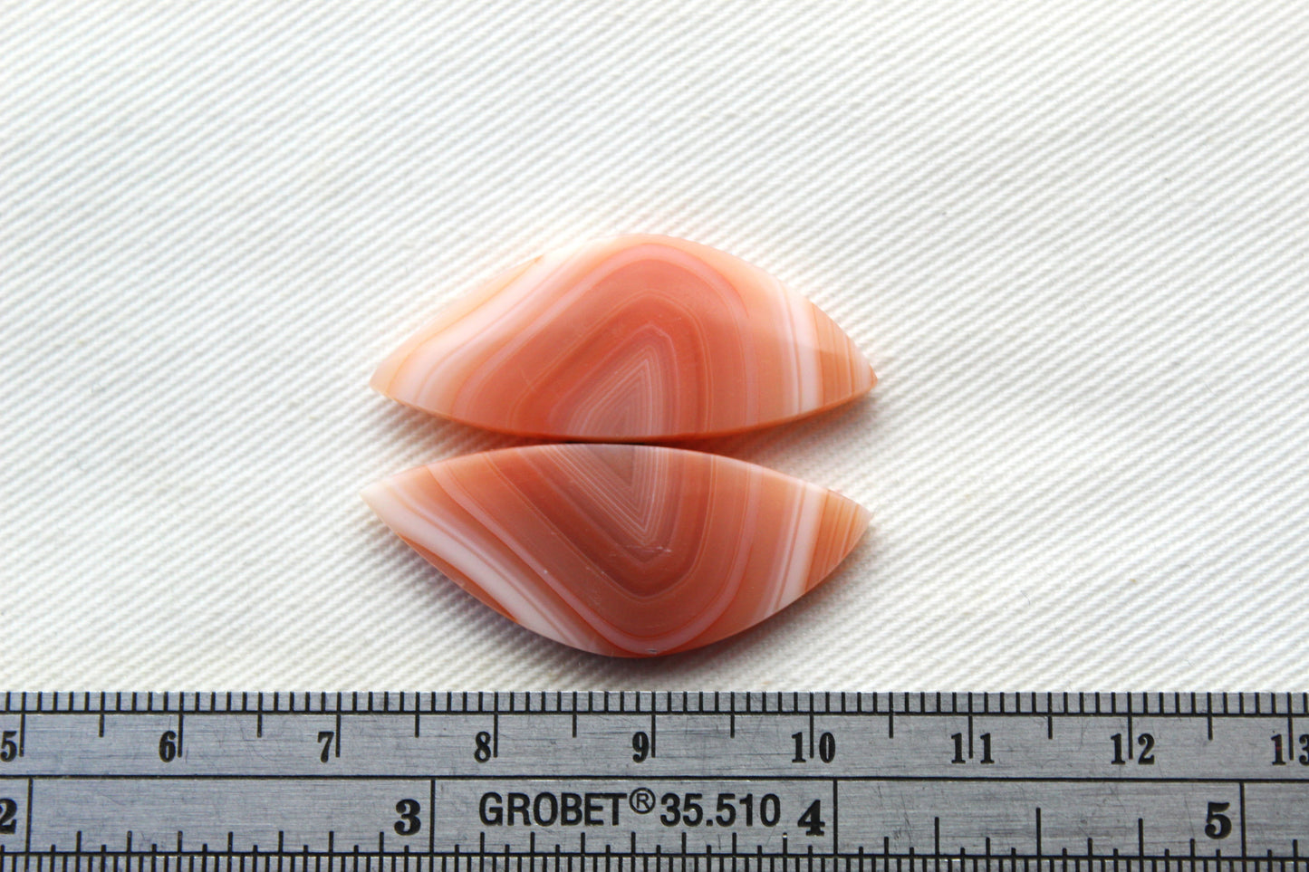 Banded Agates Cabochons Pair peach color