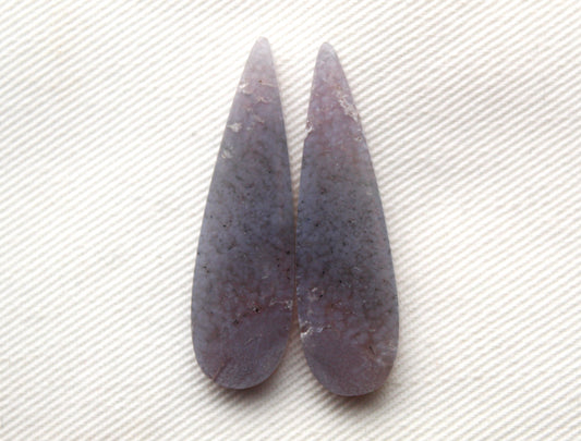 Paire Cabochons Agate Raisin Violet pierres gemmes goutte