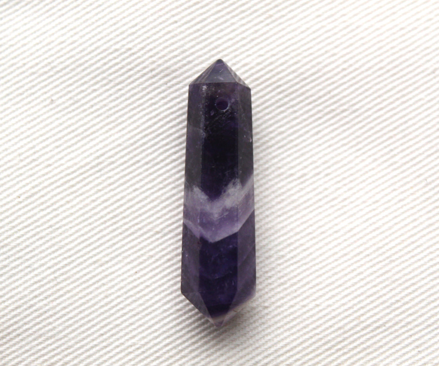 Amethyst Chevron double point Tower gemstone pendant size DRILLED