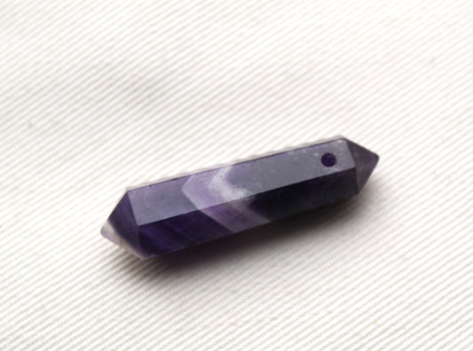 Amethyst Chevron double point Tower gemstone pendant size DRILLED