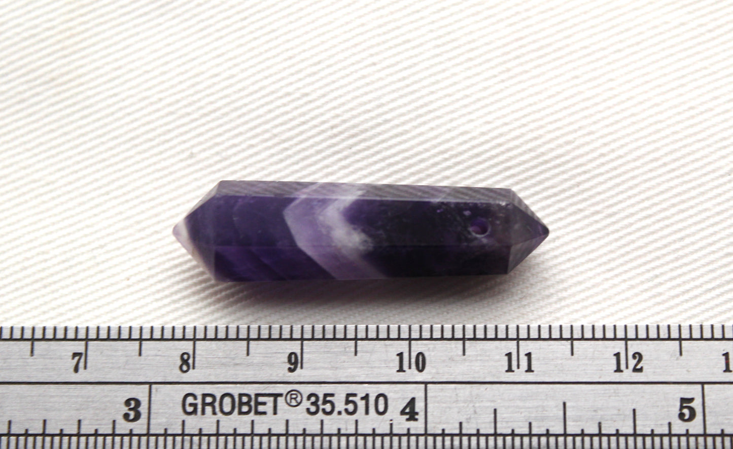 Amethyst Chevron double point Tower gemstone pendant size DRILLED