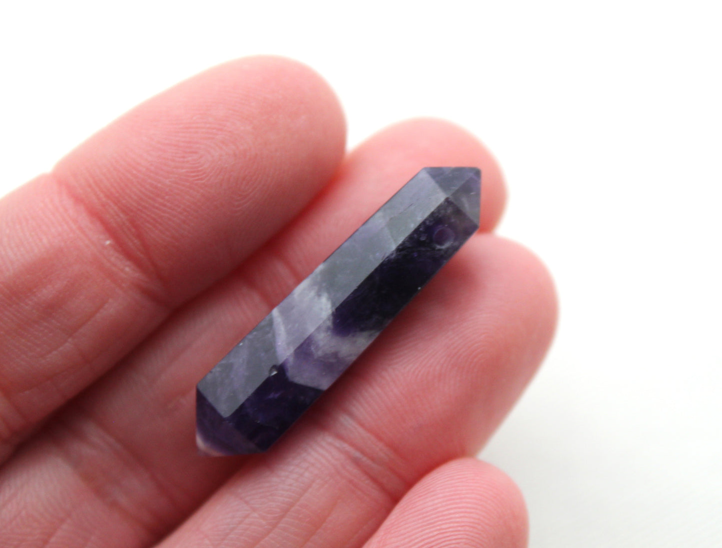 Amethyst Chevron double point Tower gemstone pendant size DRILLED