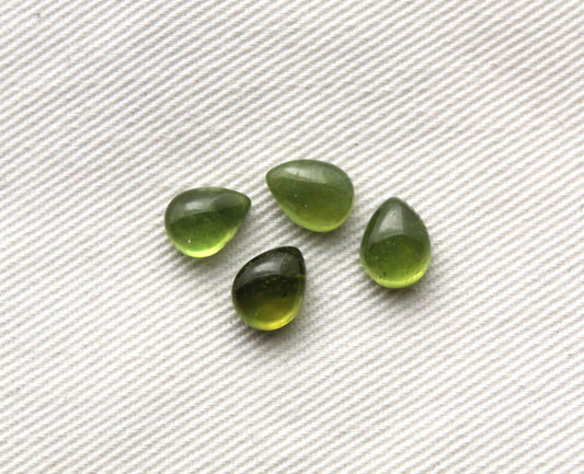 FOUR Vasonite Teardrop Cabochons Green 8X6MM