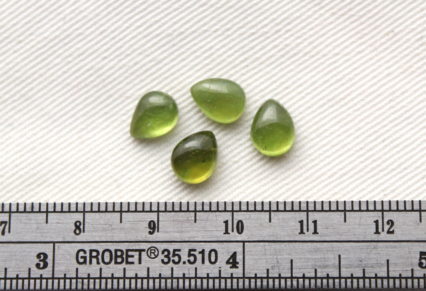 FOUR Vasonite Teardrop Cabochons Green 8X6MM