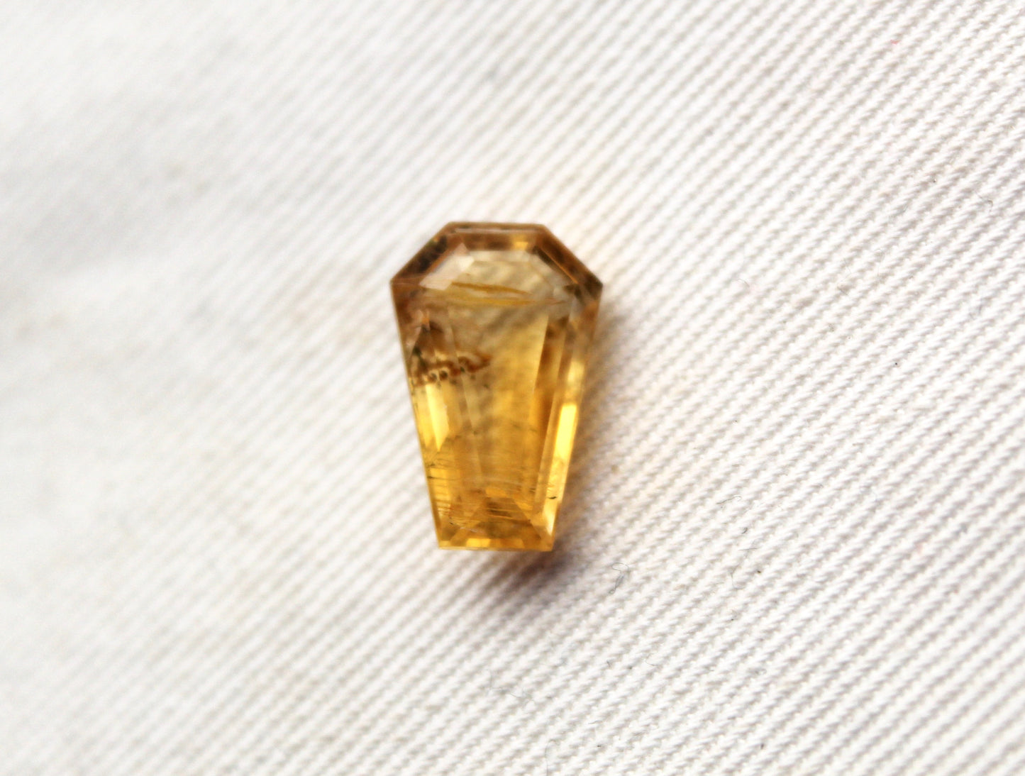 Faceted Citrine Gemstone yellow natural coffin