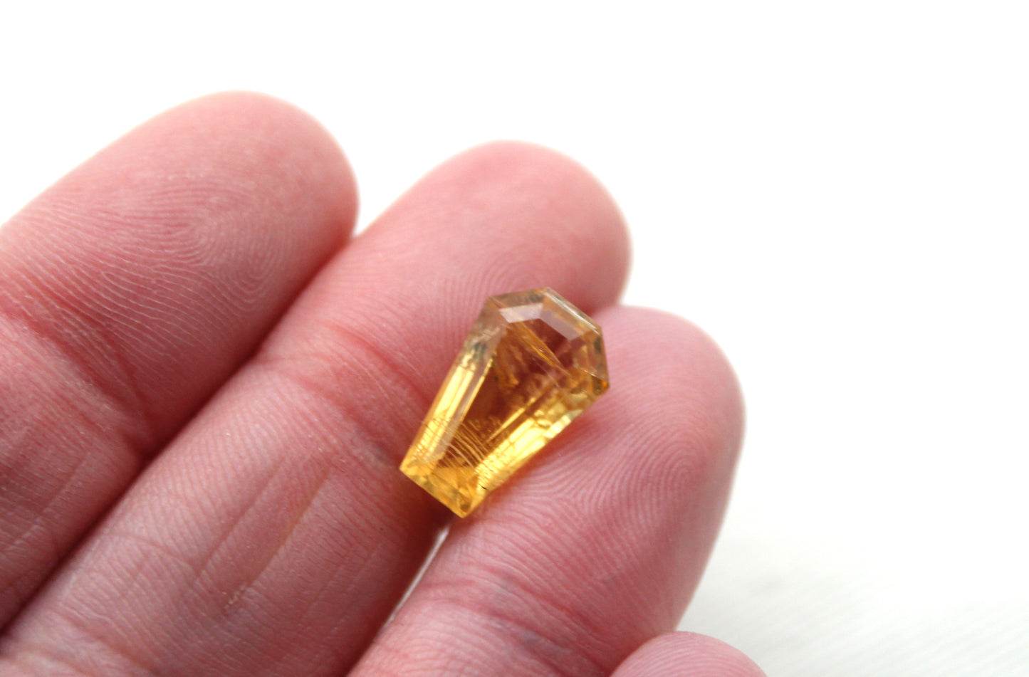 Faceted Citrine Gemstone yellow natural coffin