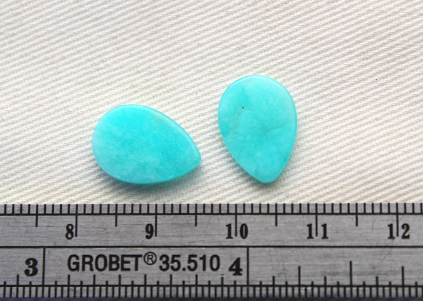 TWO Amazonite Flat cabochons 10x14MM Pear gemstones