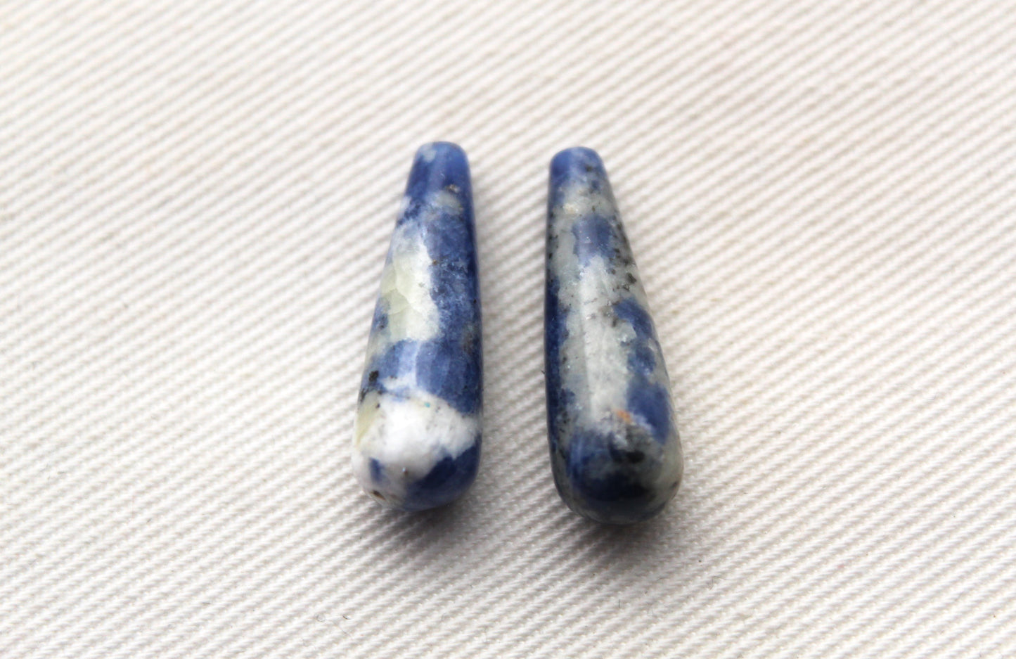 UNDRILLED Set of two Sodalite Gemstones drop blue