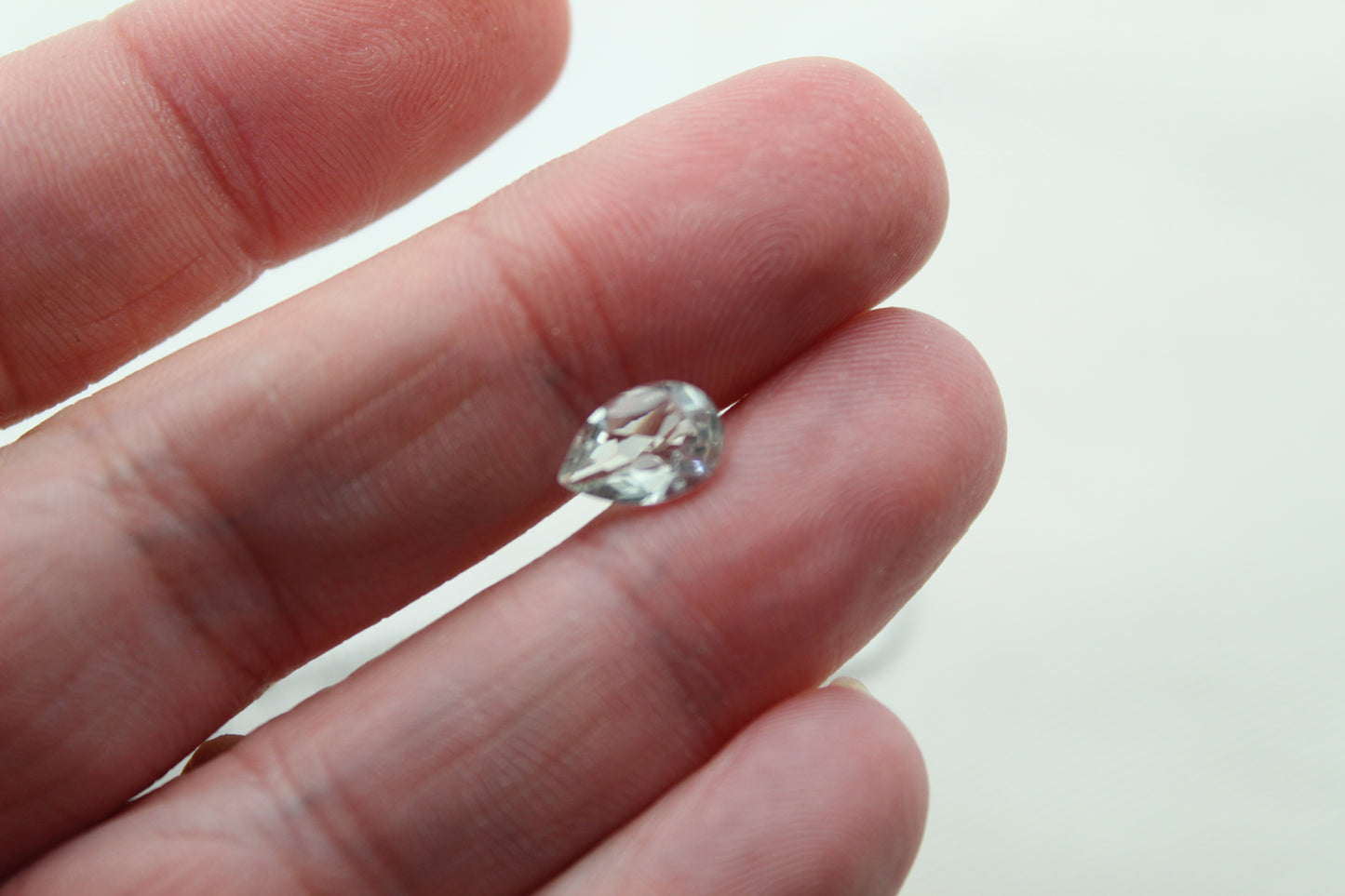 Faceted Quartz Gemstone clear pear 9X6 MM