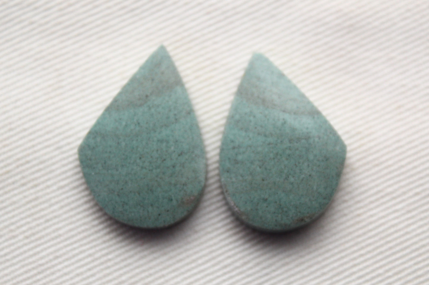 Pair of green Jasper Cabochons