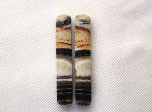 Pair of striped Jasper Cabochons sticks