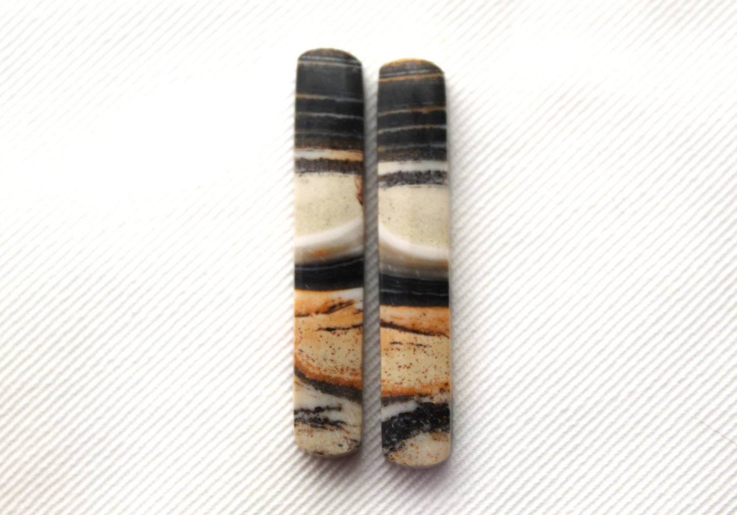 Pair of striped Jasper Cabochons sticks