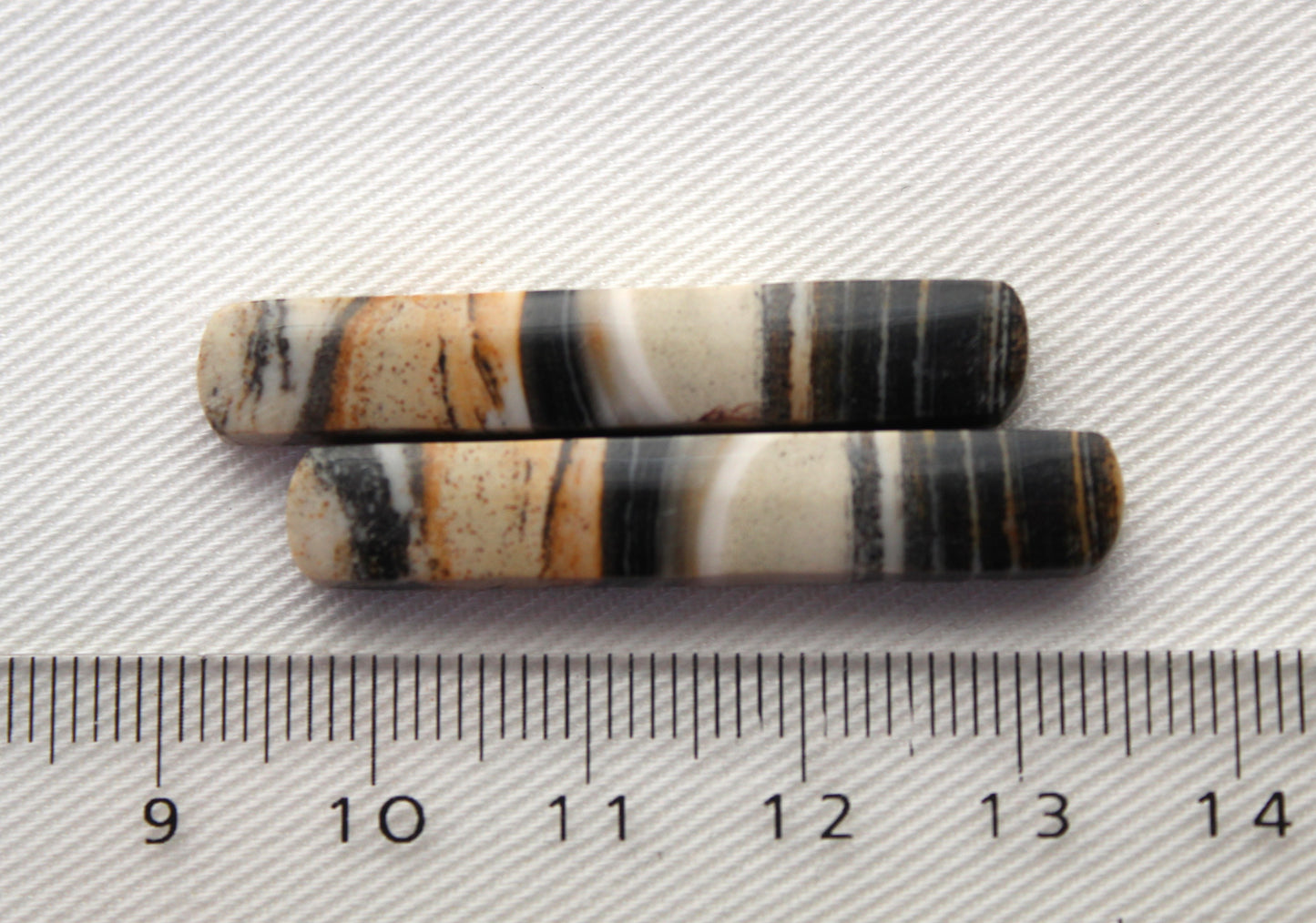 Pair of striped Jasper Cabochons sticks