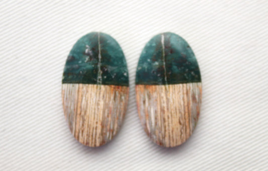 Unique Indonesian Green Jasper Pair Oval