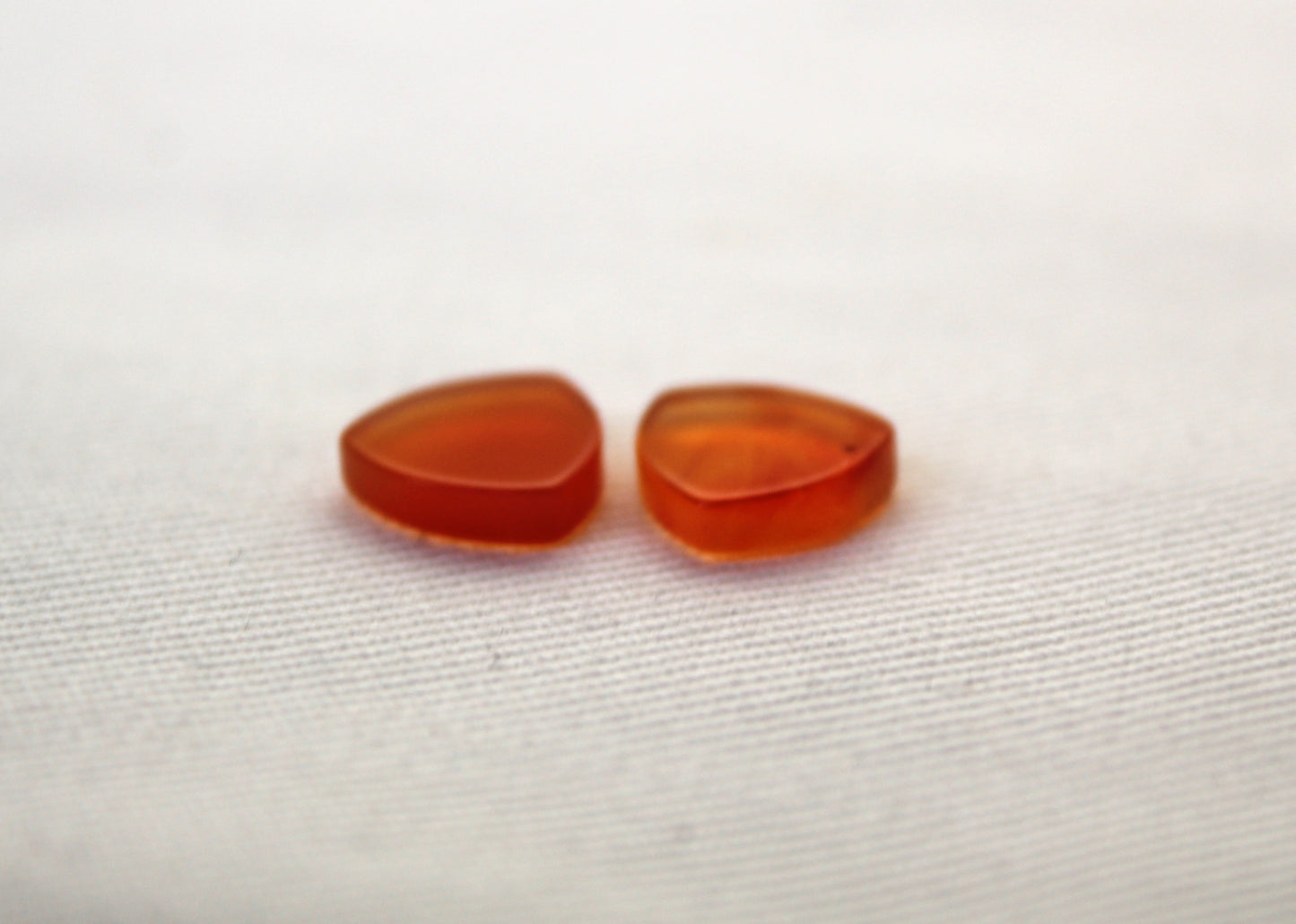 TWO Carnelian Flat cabochons Orange trillion gemstones 10 mm