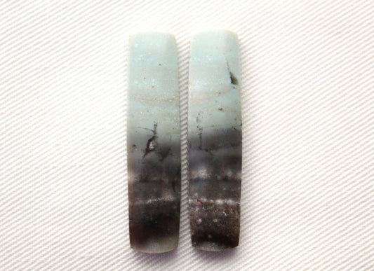 Pair of green Jasper Cabochons rectangle