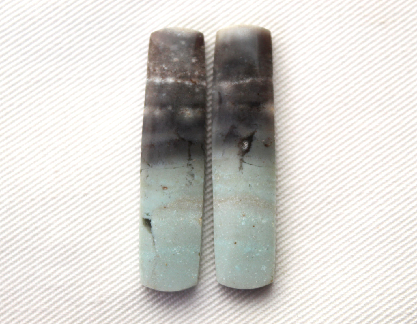 Pair of green Jasper Cabochons rectangle