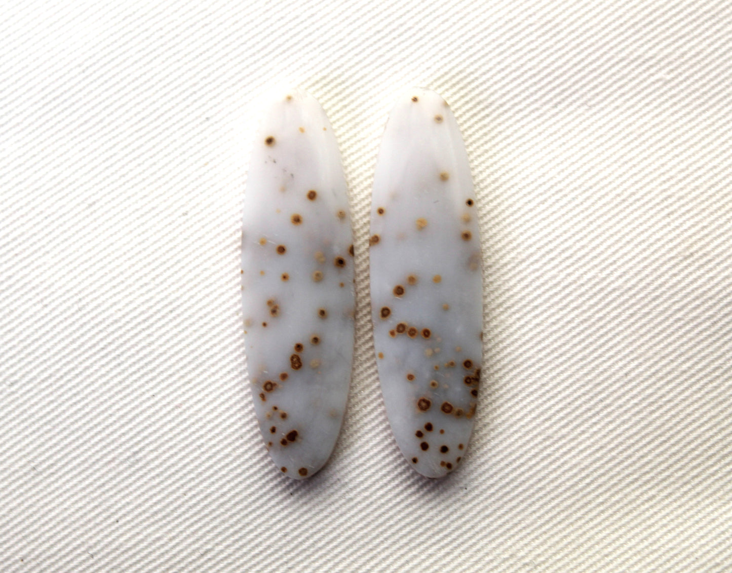 Pair of Polka Dot Agate Cabochons Gemstones Òval