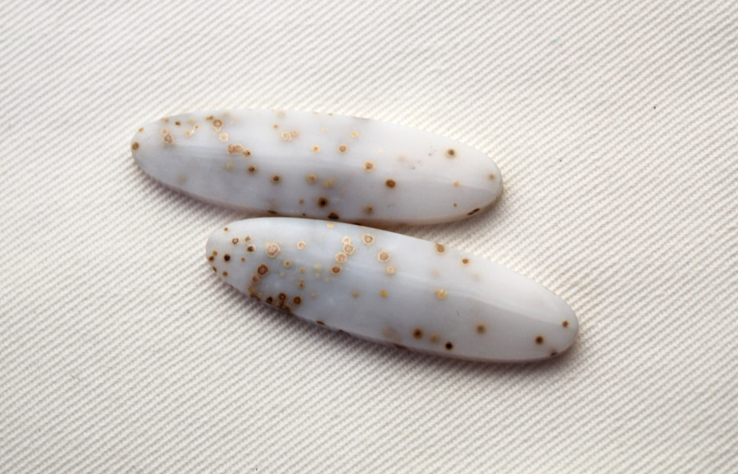 Pair of Polka Dot Agate Cabochons Gemstones Òval