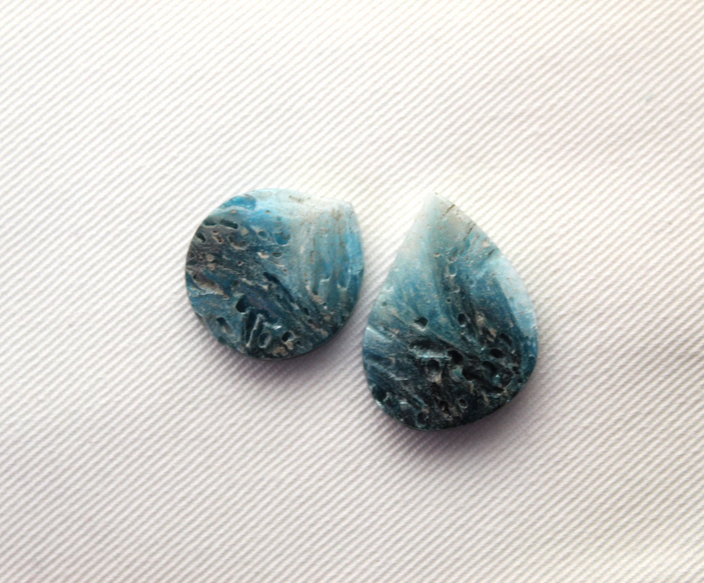 TWO Blue Ice Agate Cabochon Gemstone