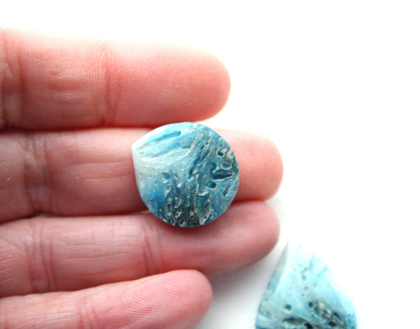 TWO Blue Ice Agate Cabochon Gemstone