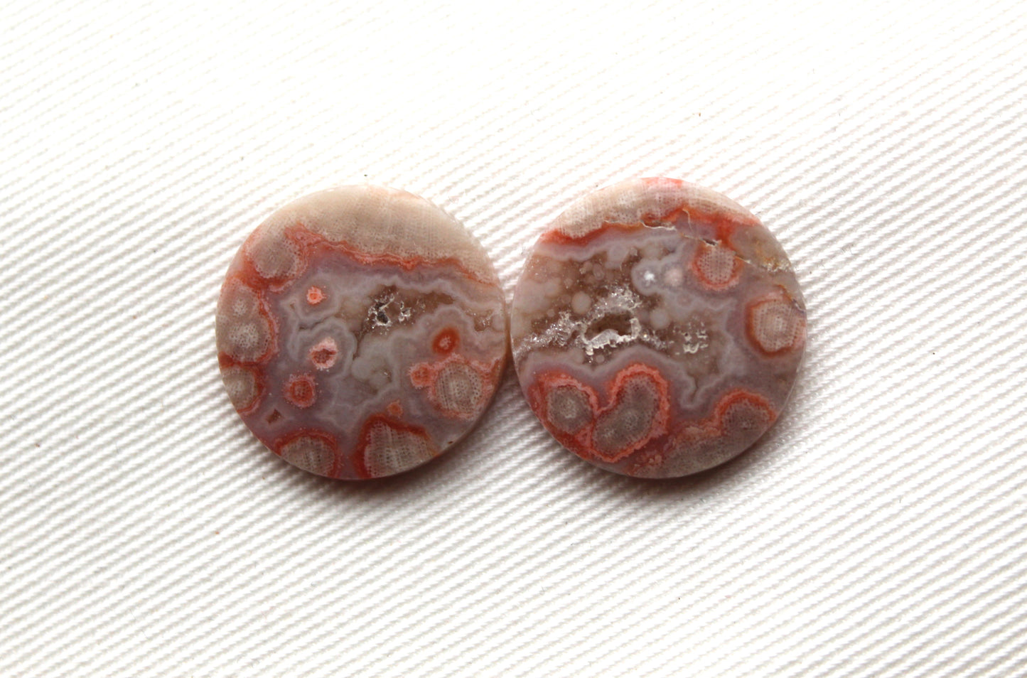 Orbicular Jasper Cabochon Pair Gemstones round