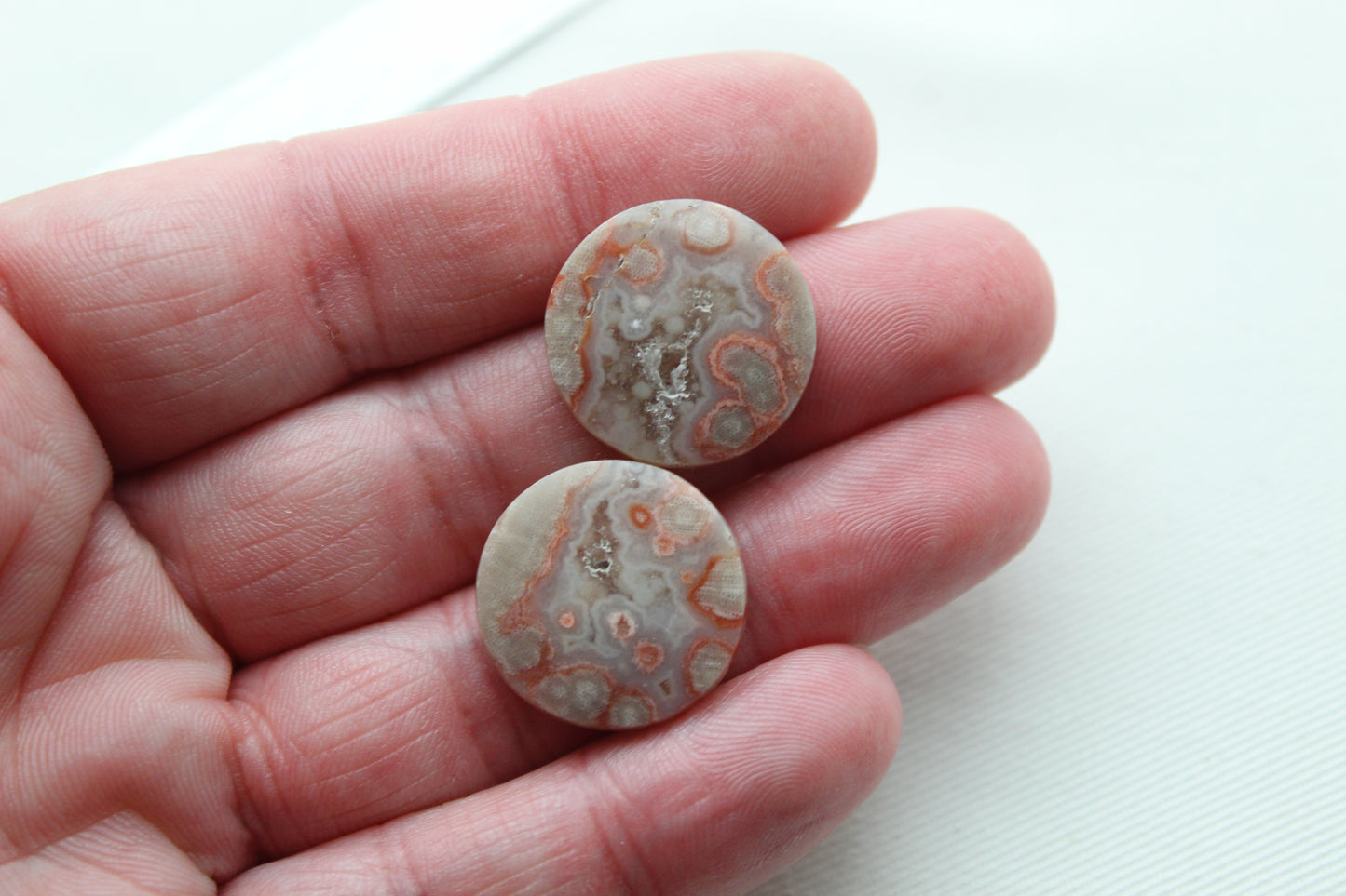 Orbicular Jasper Cabochon Pair Gemstones round