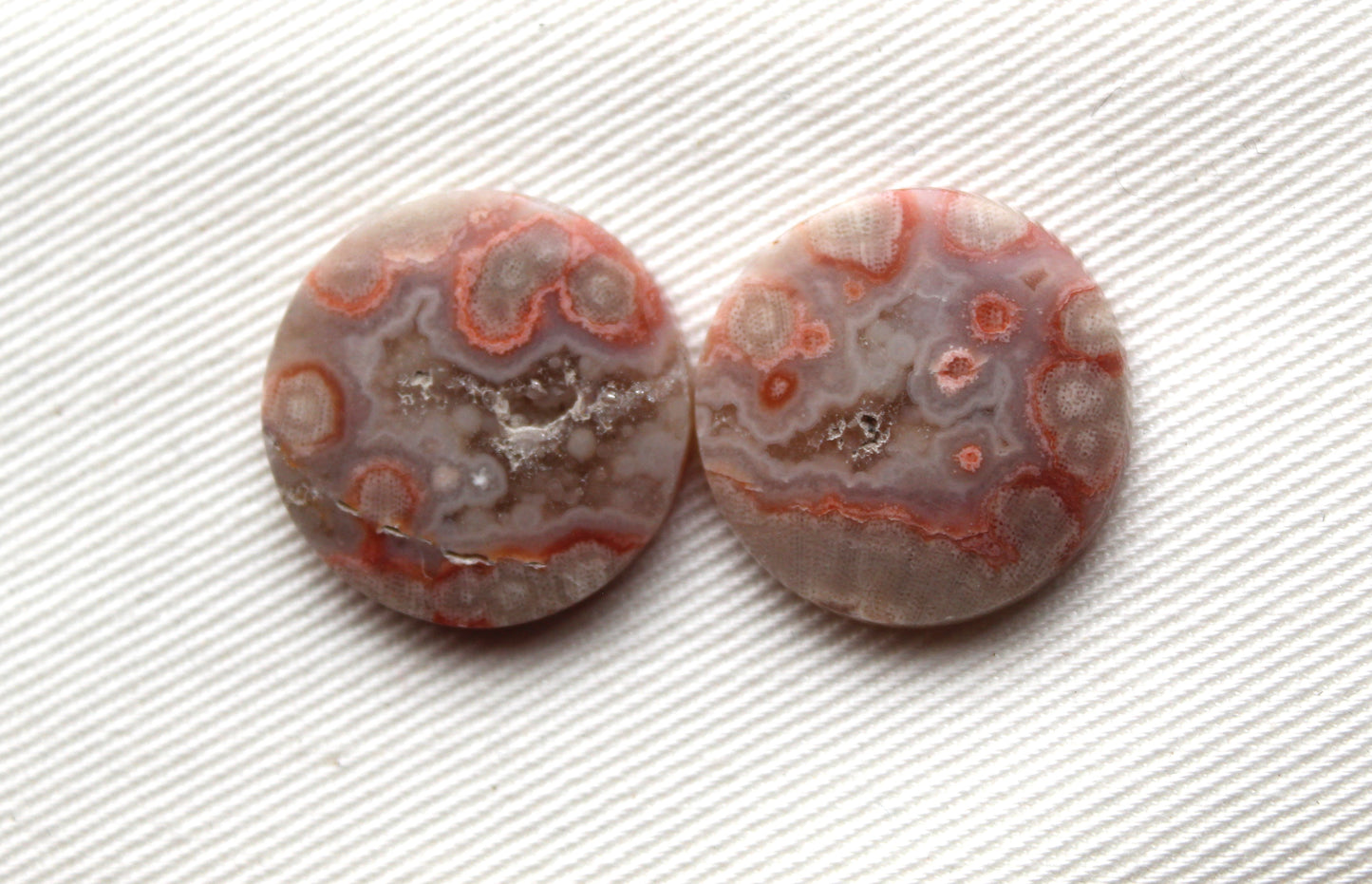 Orbicular Jasper Cabochon Pair Gemstones round