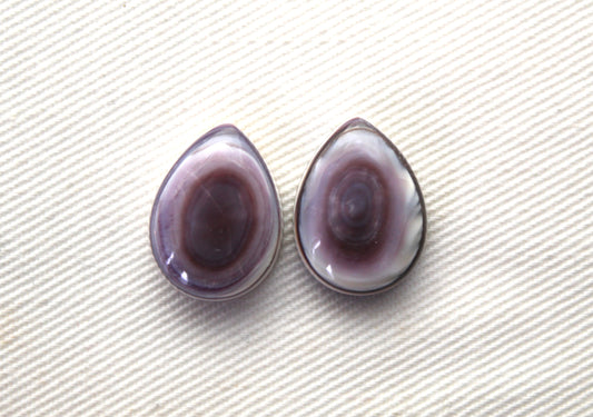 TWO Wampum Quahog Shell Pear 12X16MM purple