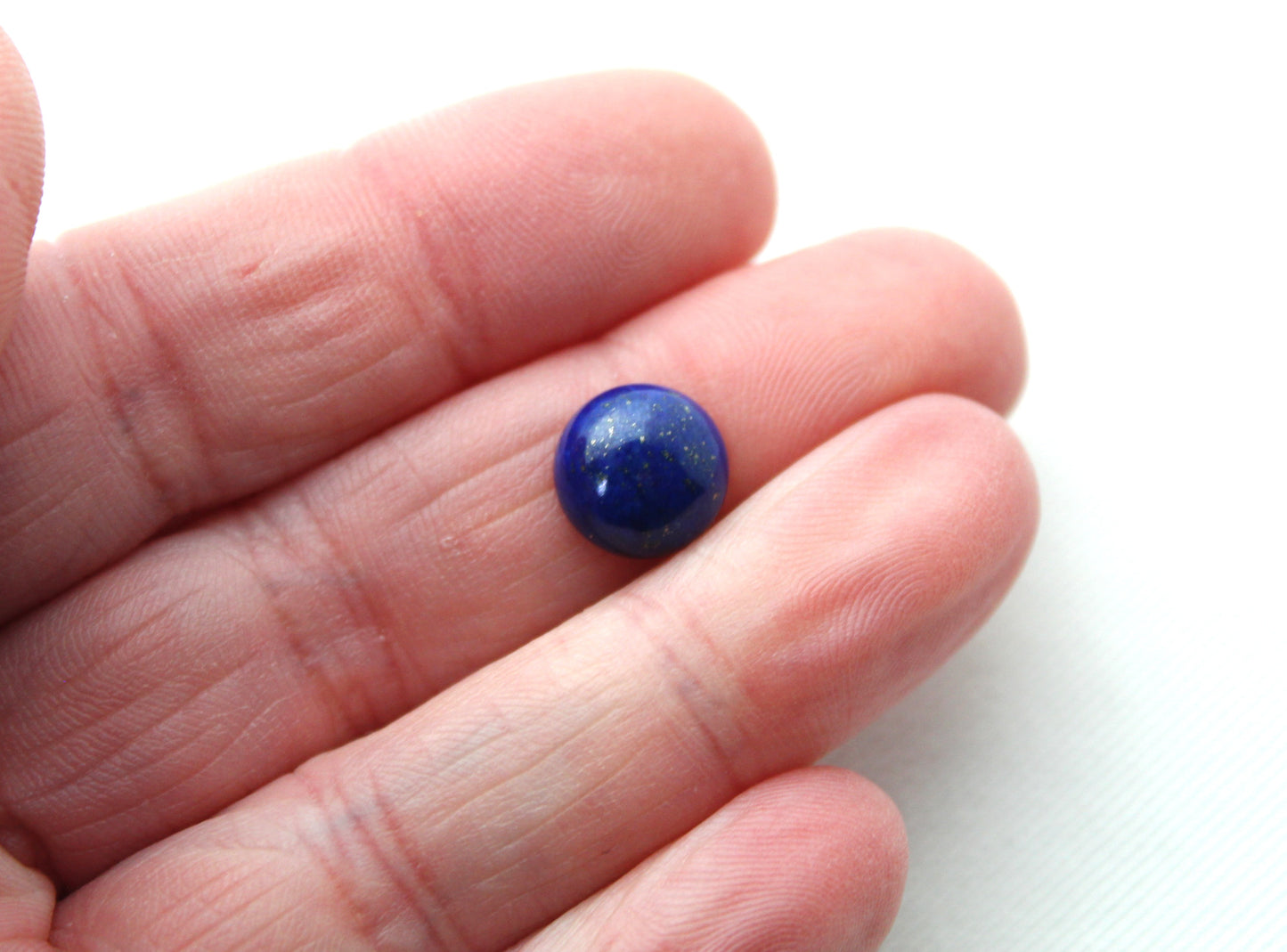 Lot of TWO Lapis Lazuli cabochons 10 MM Gemstones round blue