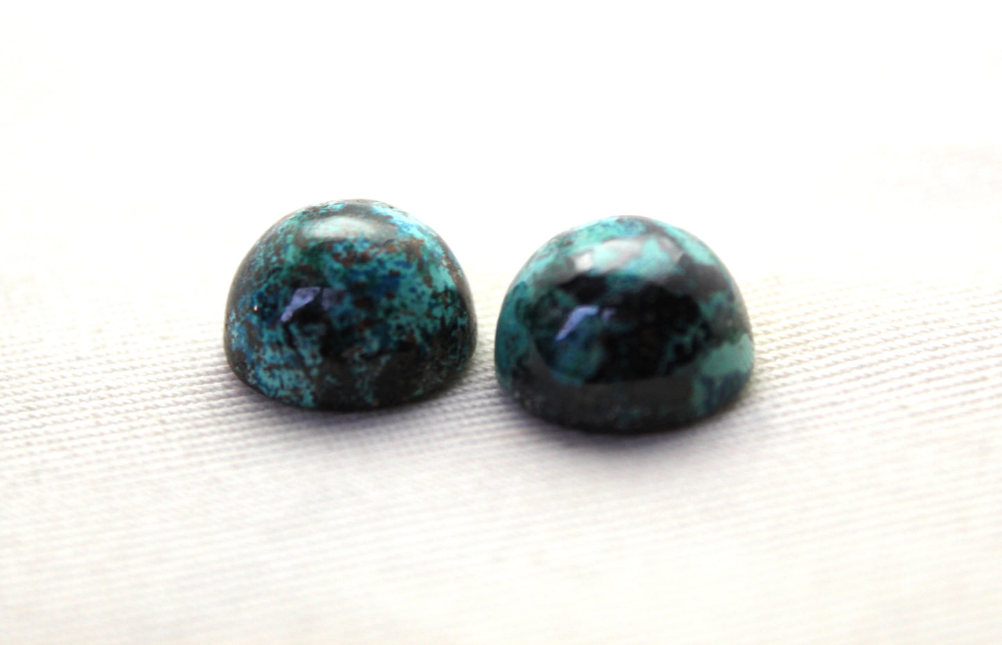 Two round Chrysocolla Cabochons Blue Gemstone 12MM