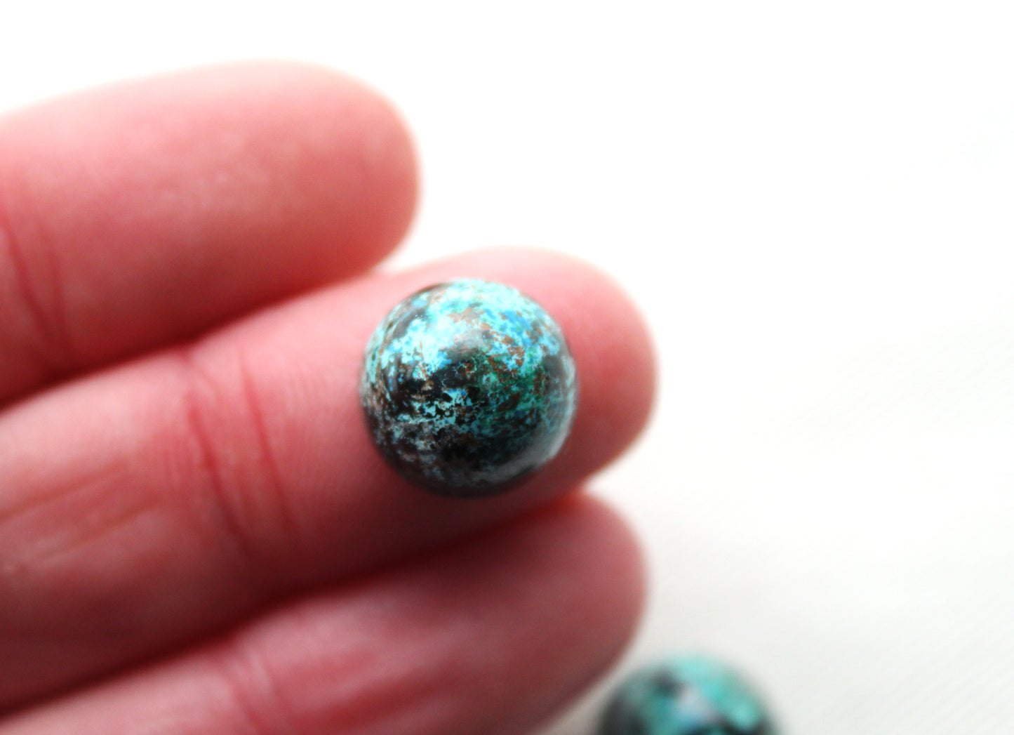 Two round Chrysocolla Cabochons Blue Gemstone 12MM