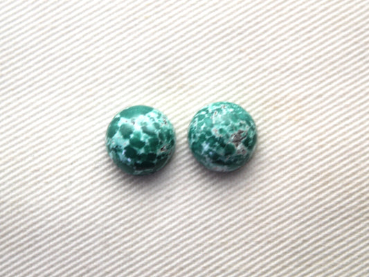 DEUX cabochons ronds Turquoise Pierres précieuses 10MM Mexique Ancienne mine