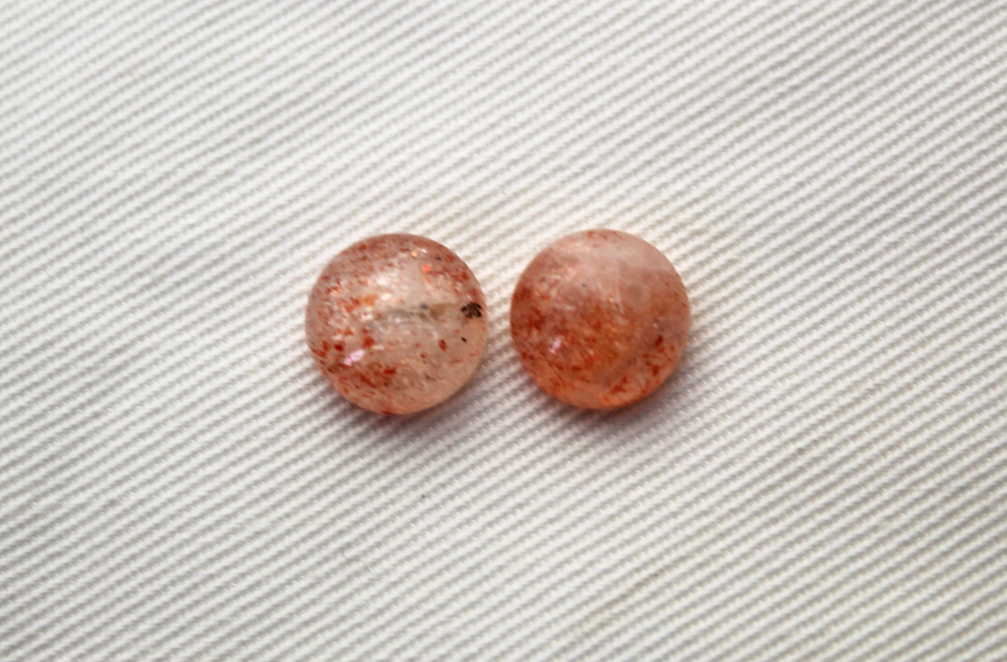 TWO Sunstone cabochons 10MM Gemstones round