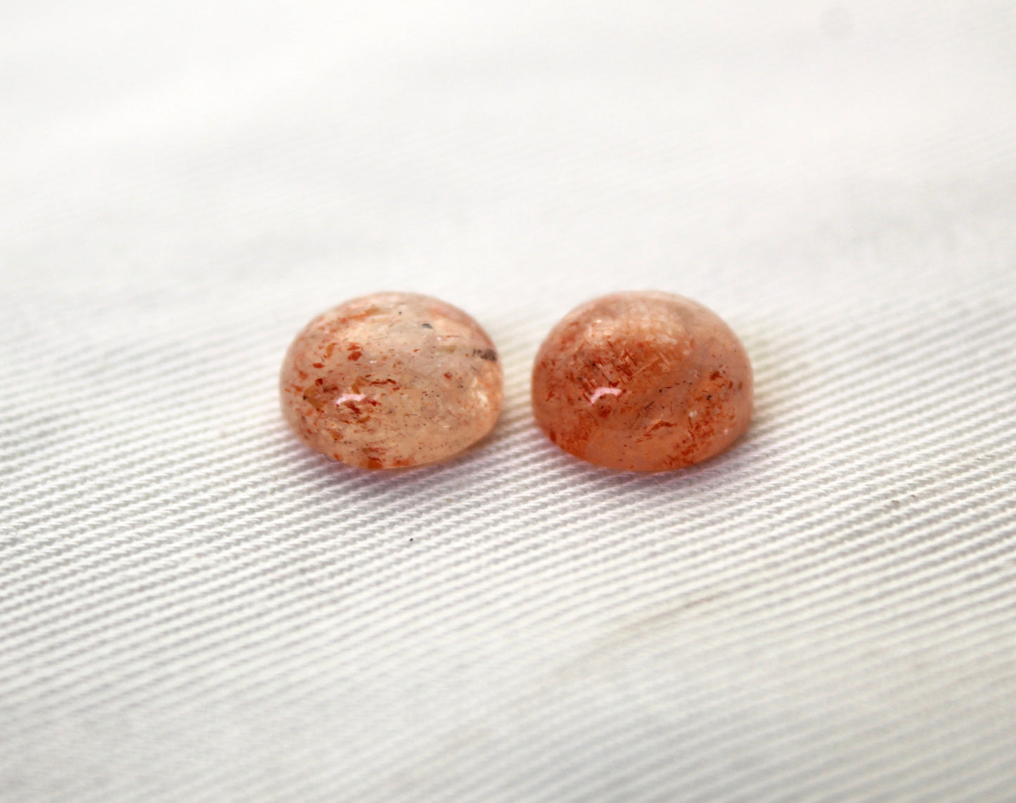 TWO Sunstone cabochons 10MM Gemstones round