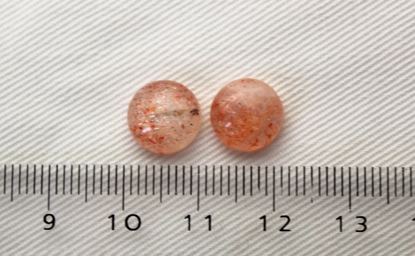 TWO Sunstone cabochons 10MM Gemstones round