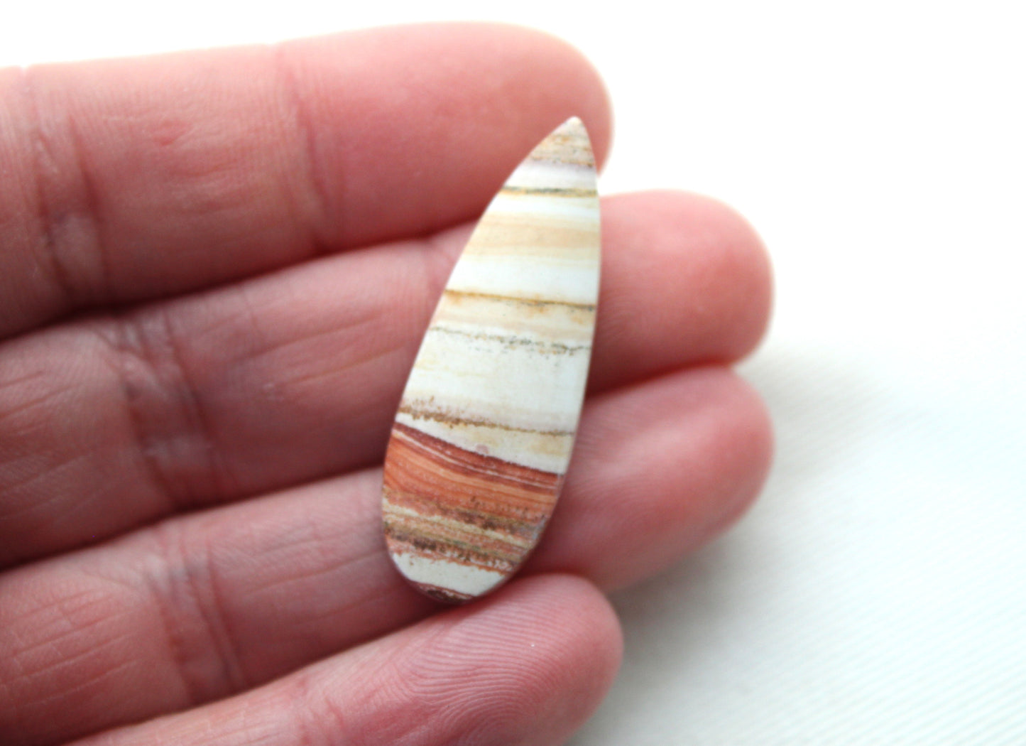 Pair of Retro Jasper Cabochon orange teardrop