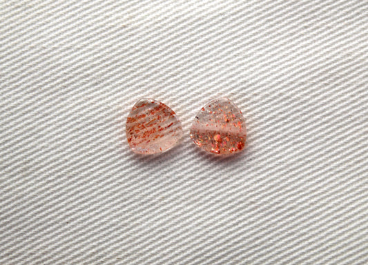 TWO sunstone FLAT cabochons 8MM Gemstones trillion