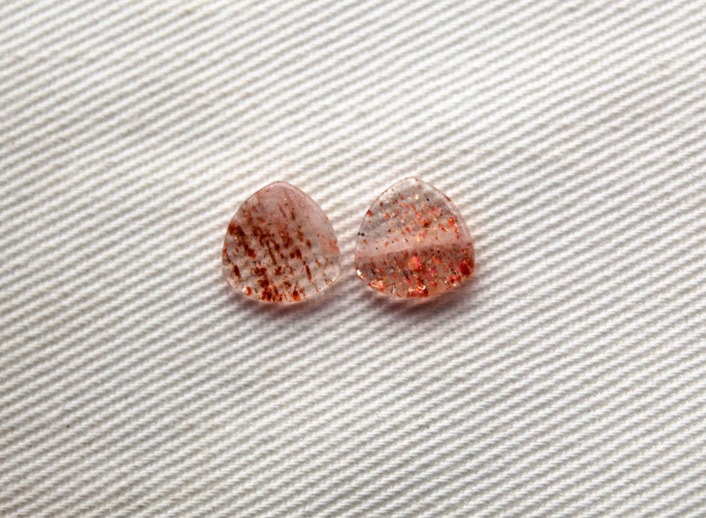 TWO sunstone FLAT cabochons 8MM Gemstones trillion