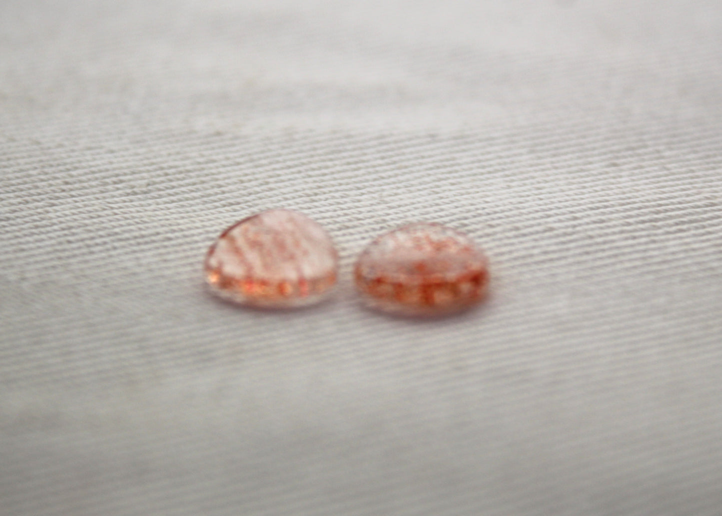 TWO sunstone FLAT cabochons 8MM Gemstones trillion