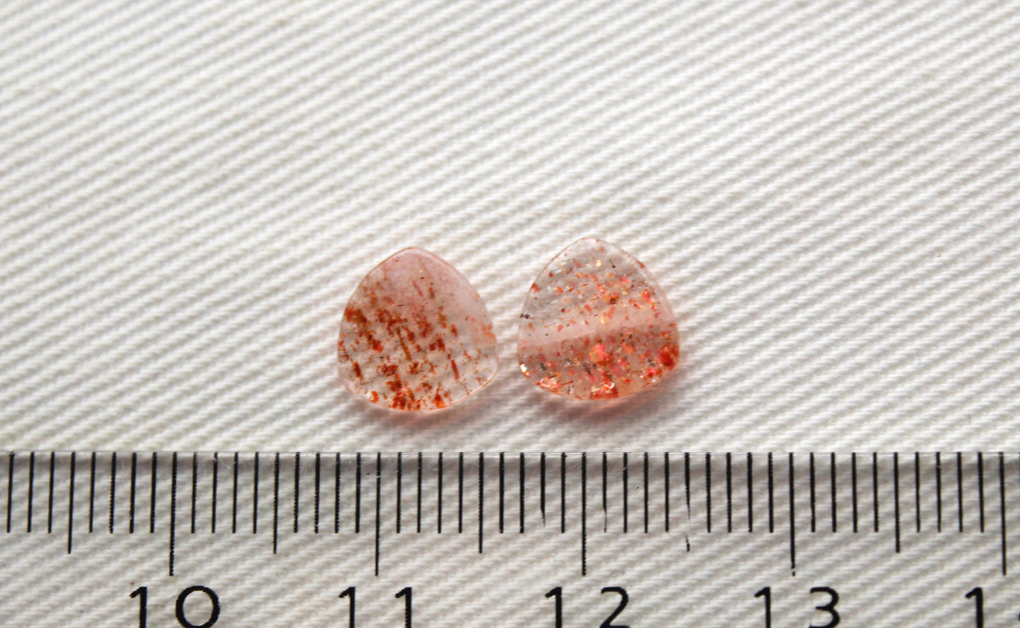 TWO sunstone FLAT cabochons 8MM Gemstones trillion